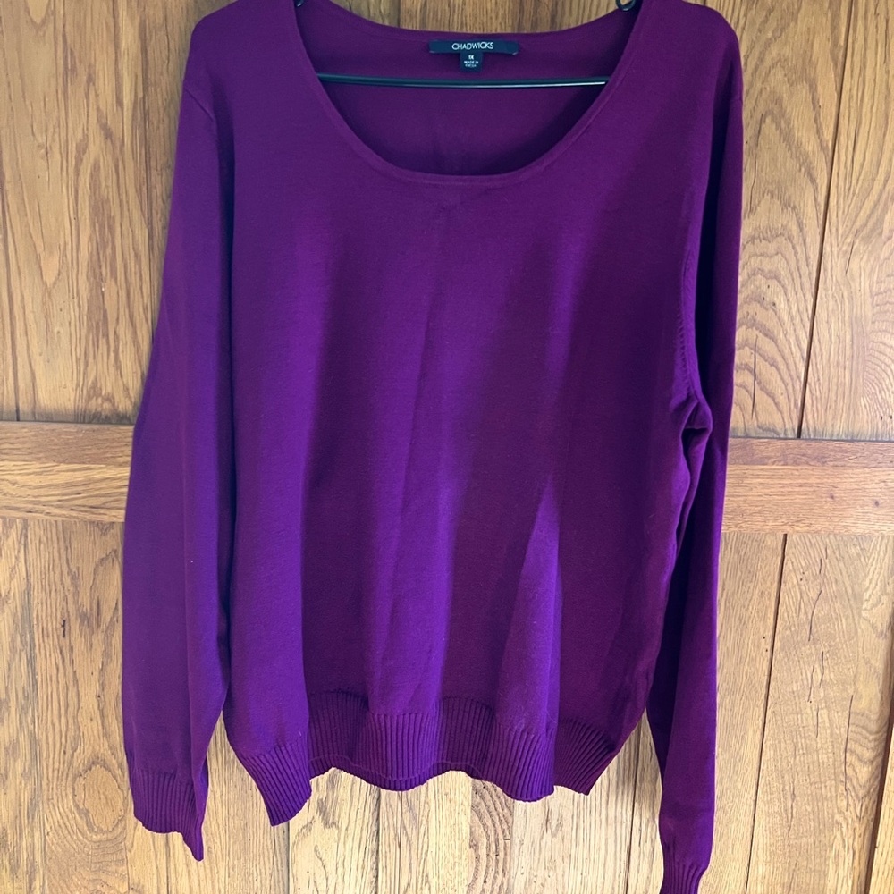 NWOT Purple Silk Sweater 1X